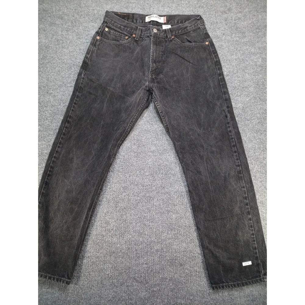 Levi's 505 Regular Fit Jeans Men's 33x30 Black Straight Leg Denim Pants
